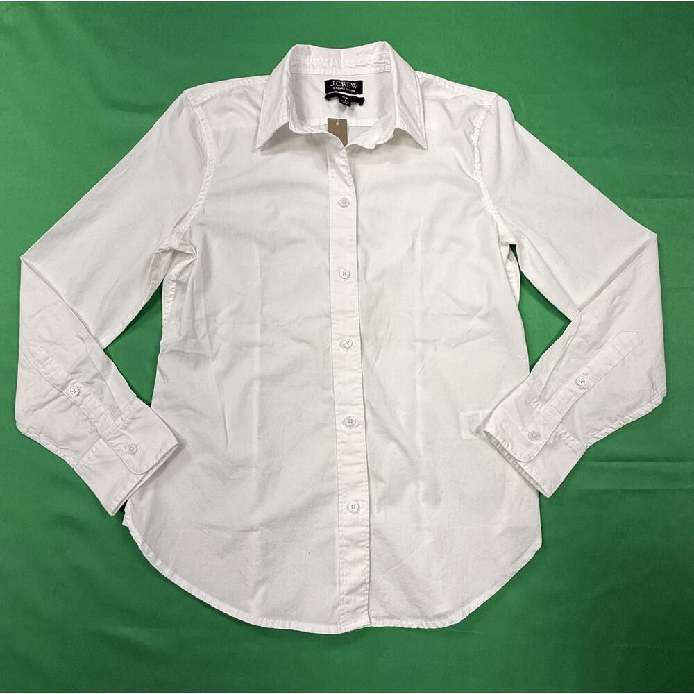NWT J.Crew White cotton classic button-down shirt fitted silhouette Sz 6 - Picture 2 of 15